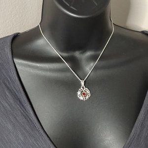 Two Tone Round Pendant Necklace 16.5 Inches Long